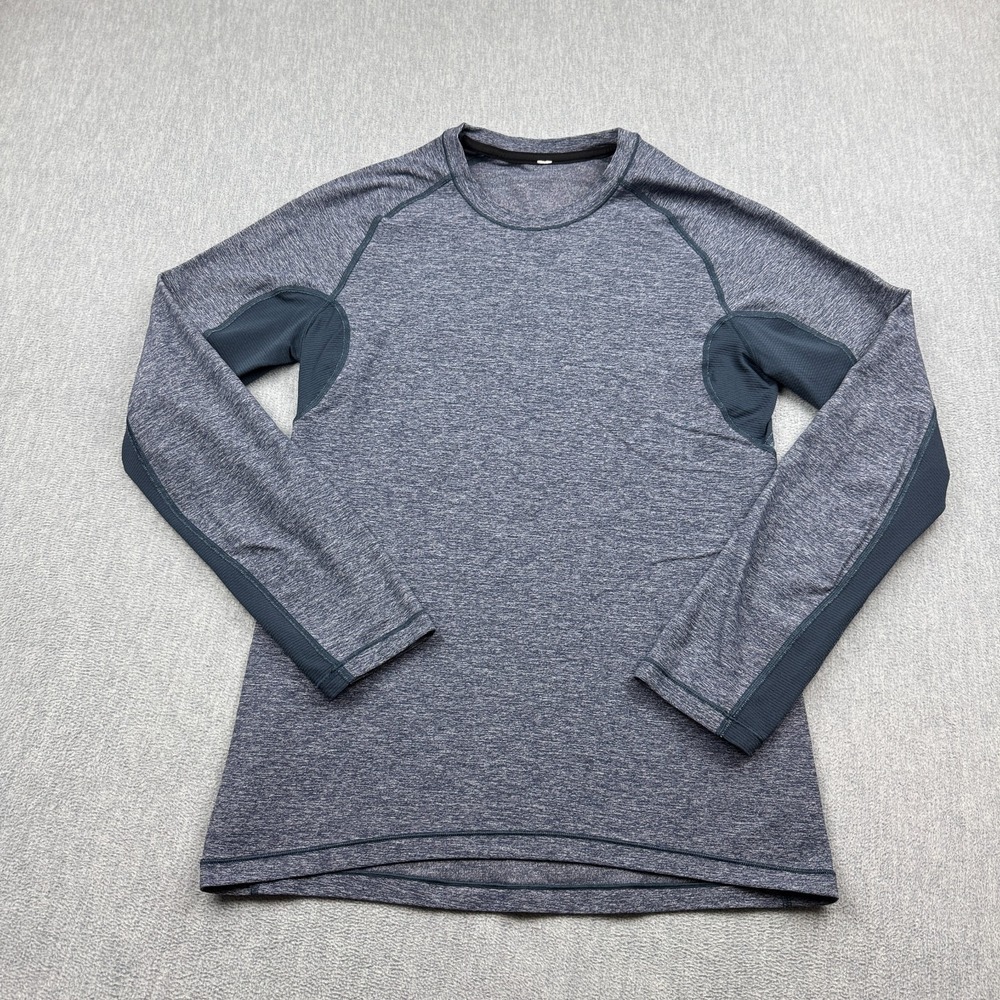 Lululemon Shirt Men Small Blue Blaze Long Sleeve Active Workout Gym Running
